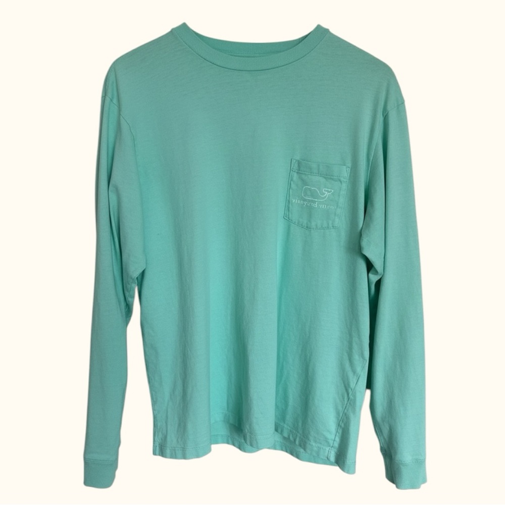 Vineyard Vines Long Sleeve Pocket Tee Mint Green Whale Graphic – Men’s Medium